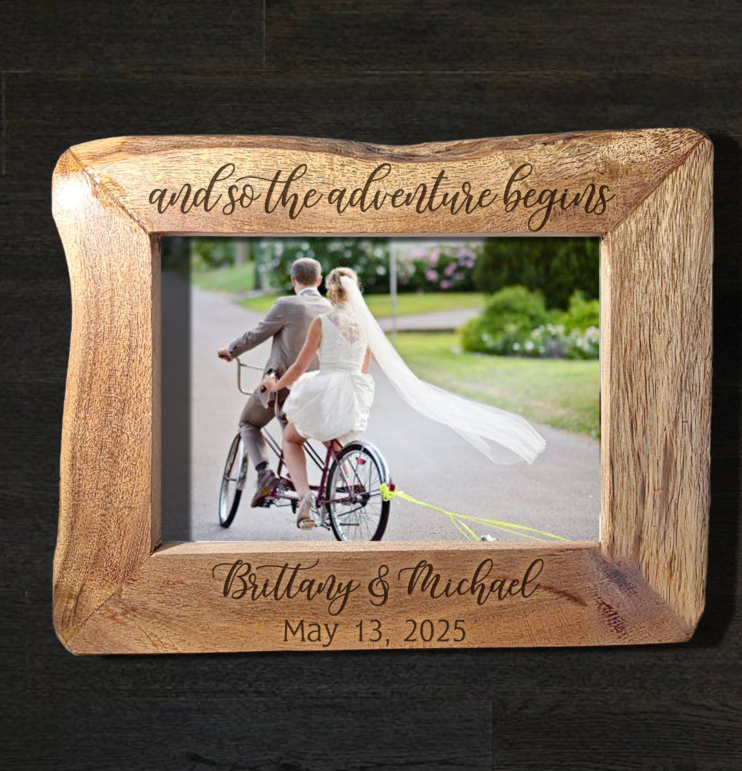 Personalized Natural Edge Wooden 4x6 Photo Frame - 15674