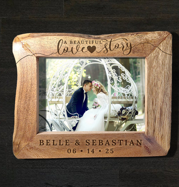 Personalized Natural Edge Wooden 4x6 Photo Frame - 15674