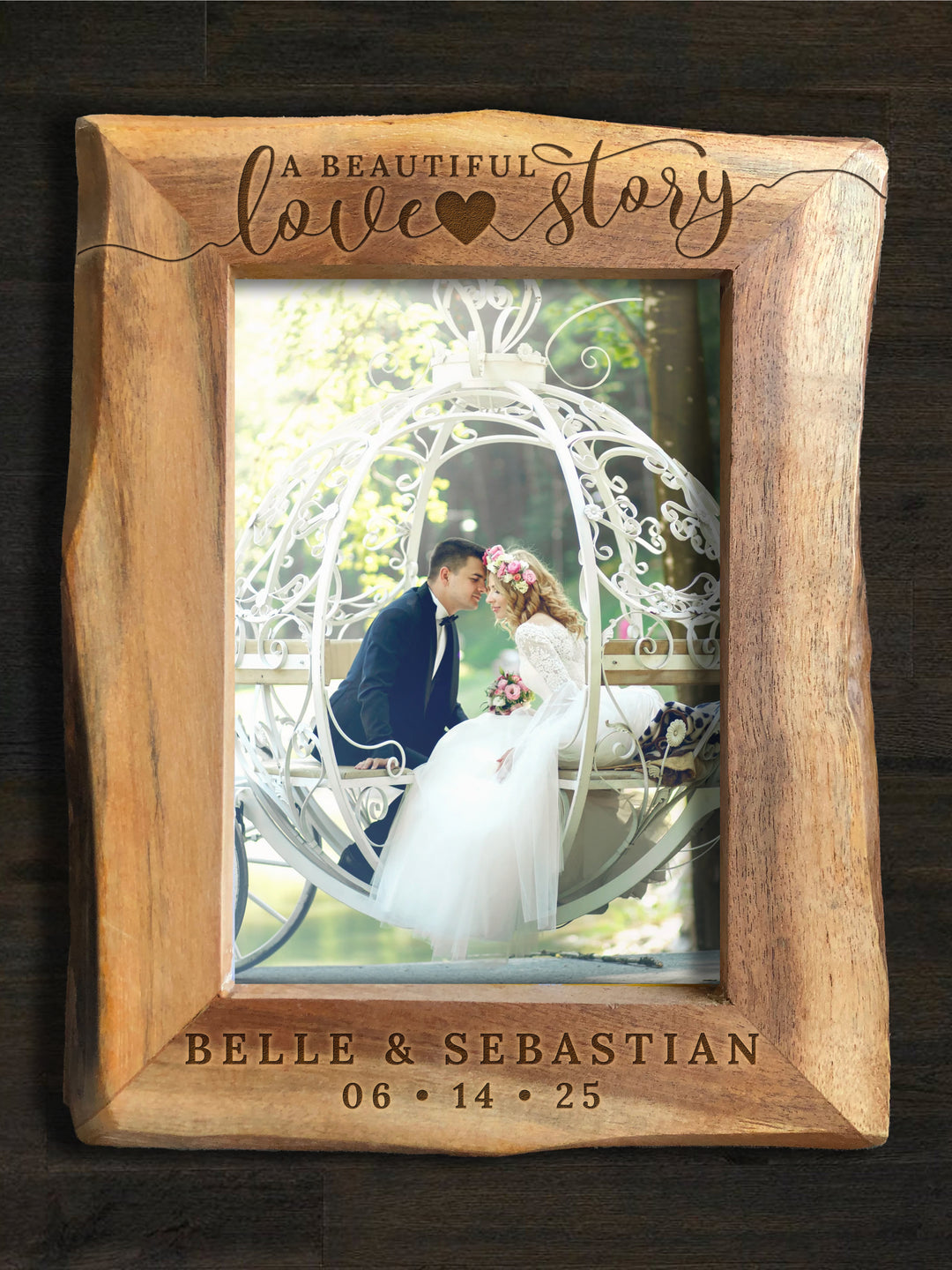 Personalized Natural Edge Wooden 4x6 Photo Frame - 15674