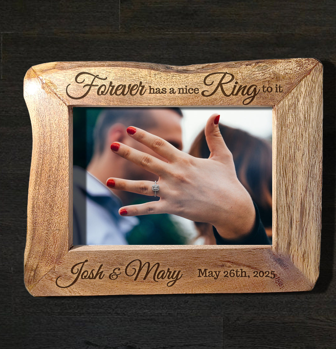 Personalized Natural Edge Wooden 4x6 Photo Frame - 15674