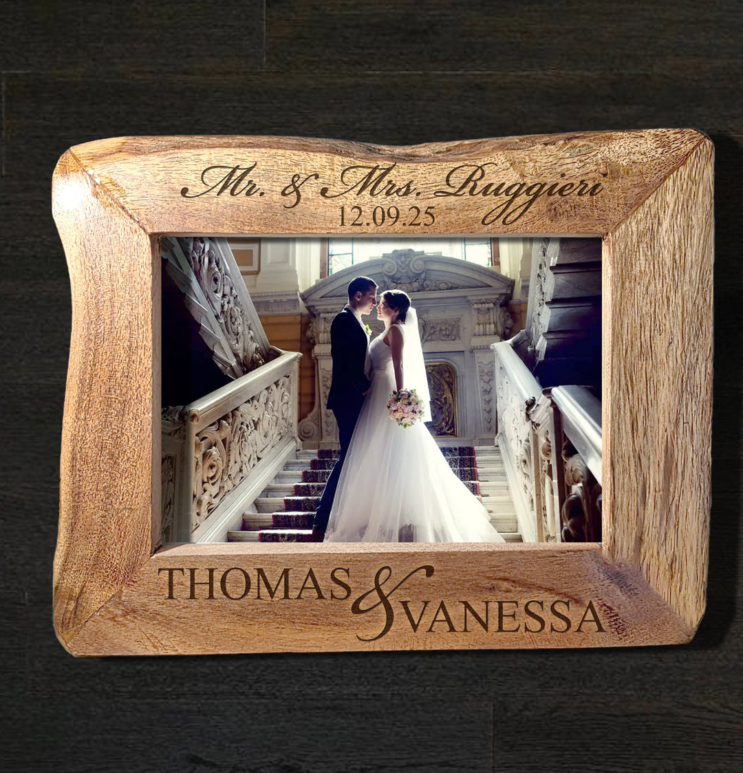 Personalized Natural Edge Wooden 4x6 Photo Frame - 15674