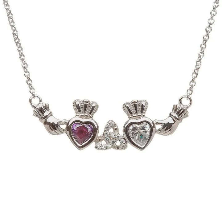 2 Stone Trinity Mother's Pendant | Celtic Birthstone Pendant - MP2T