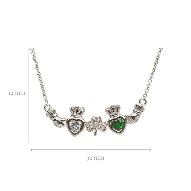 2 Stone Shamrock Mother's Pendant | Celtic Birthstone Pendant - MP2S