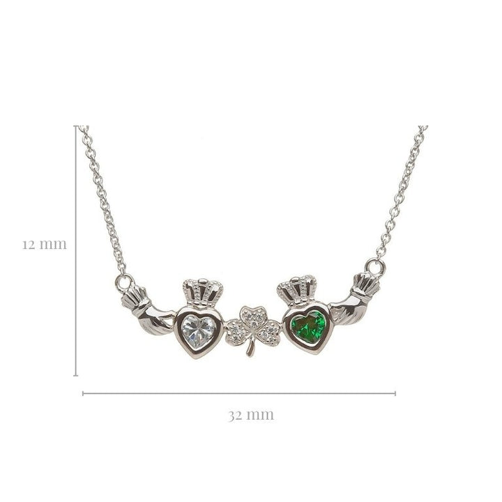 2 Stone Shamrock Mother's Pendant | Celtic Birthstone Pendant - MP2S
