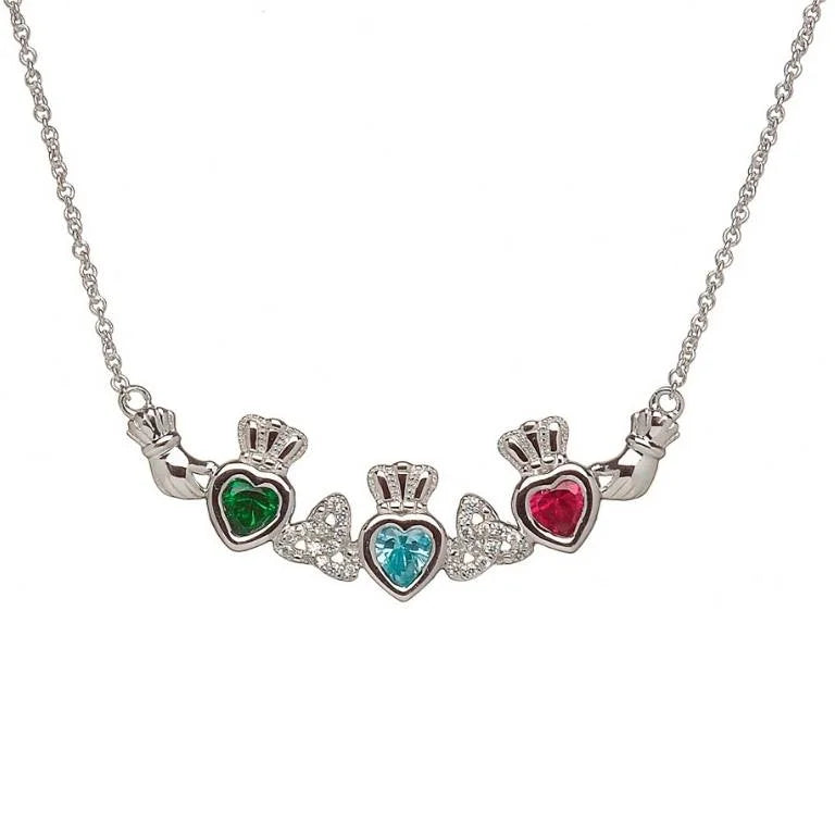 3 Stone Trinity Mother's Pendant | Celtic Birthstone Pendant - MP3T