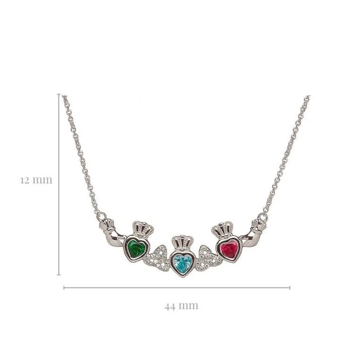 3 Stone Trinity Mother's Pendant | Celtic Birthstone Pendant - MP3T