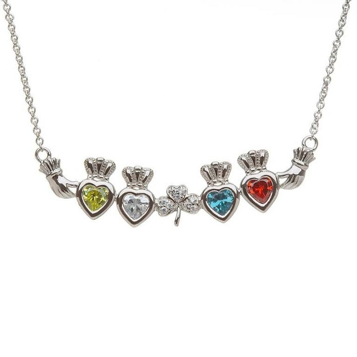 4 Stone Shamrock Mother's Pendant | Celtic Birthstone Pendant - MP4S