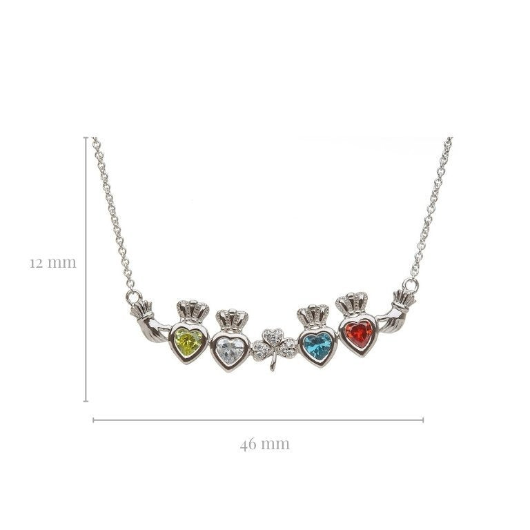 4 Stone Shamrock Mother's Pendant | Celtic Birthstone Pendant - MP4S