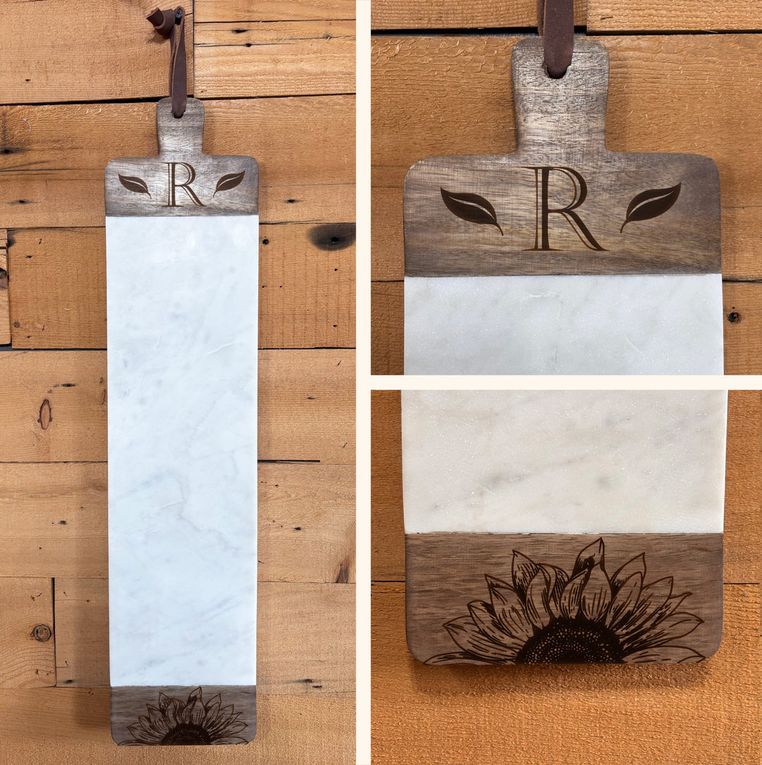 Horse Shoes | Personalized Mango Wood & Marble Cutting Board - 47500155