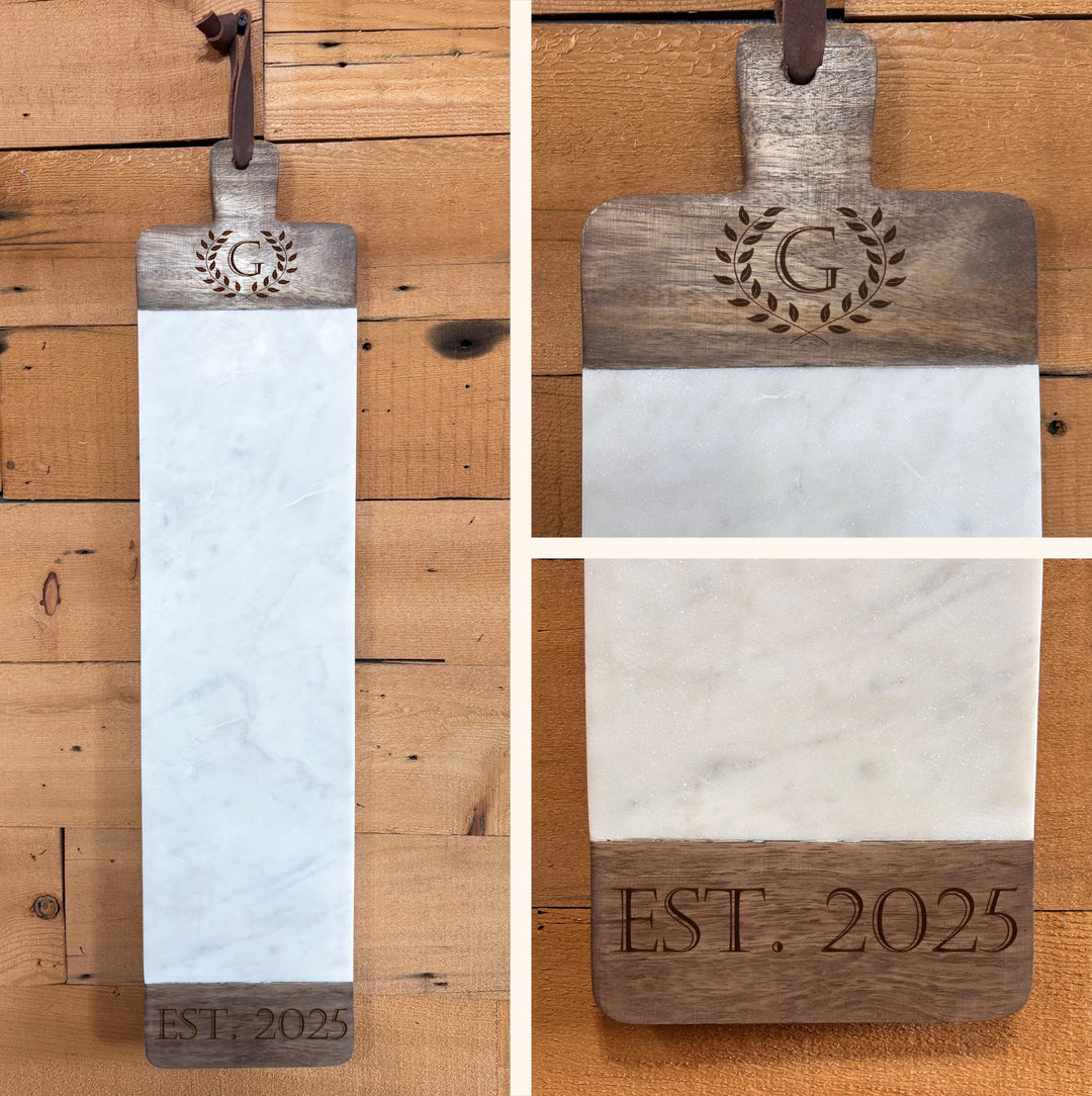Horse Shoes | Personalized Mango Wood & Marble Cutting Board - 47500155