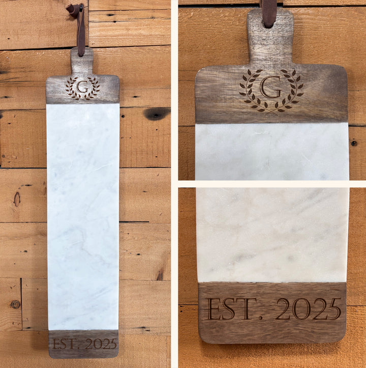 Horse Shoes | Personalized Mango Wood & Marble Cutting Board - 47500155