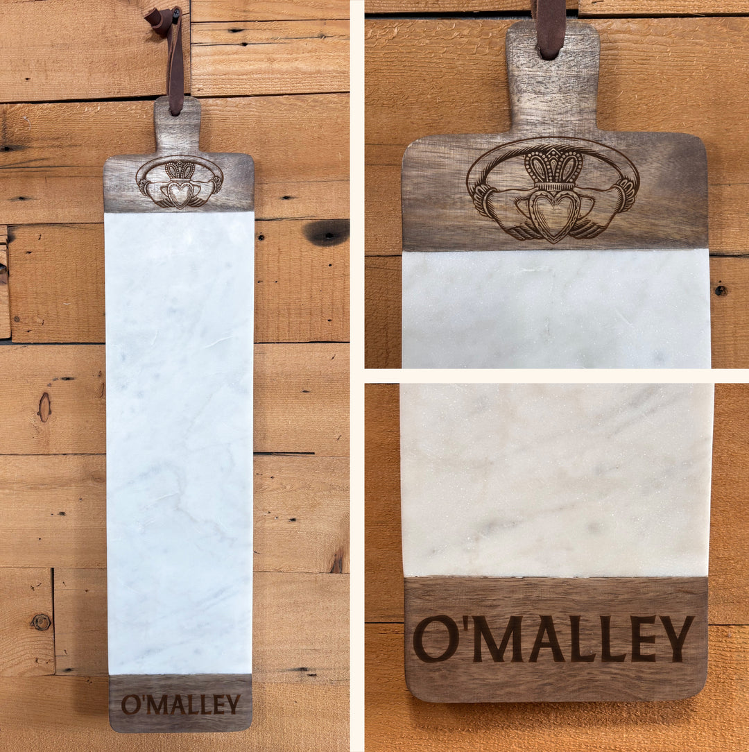 Horse Shoes | Personalized Mango Wood & Marble Cutting Board - 47500155