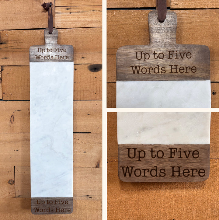 Horse Shoes | Personalized Mango Wood & Marble Cutting Board - 47500155