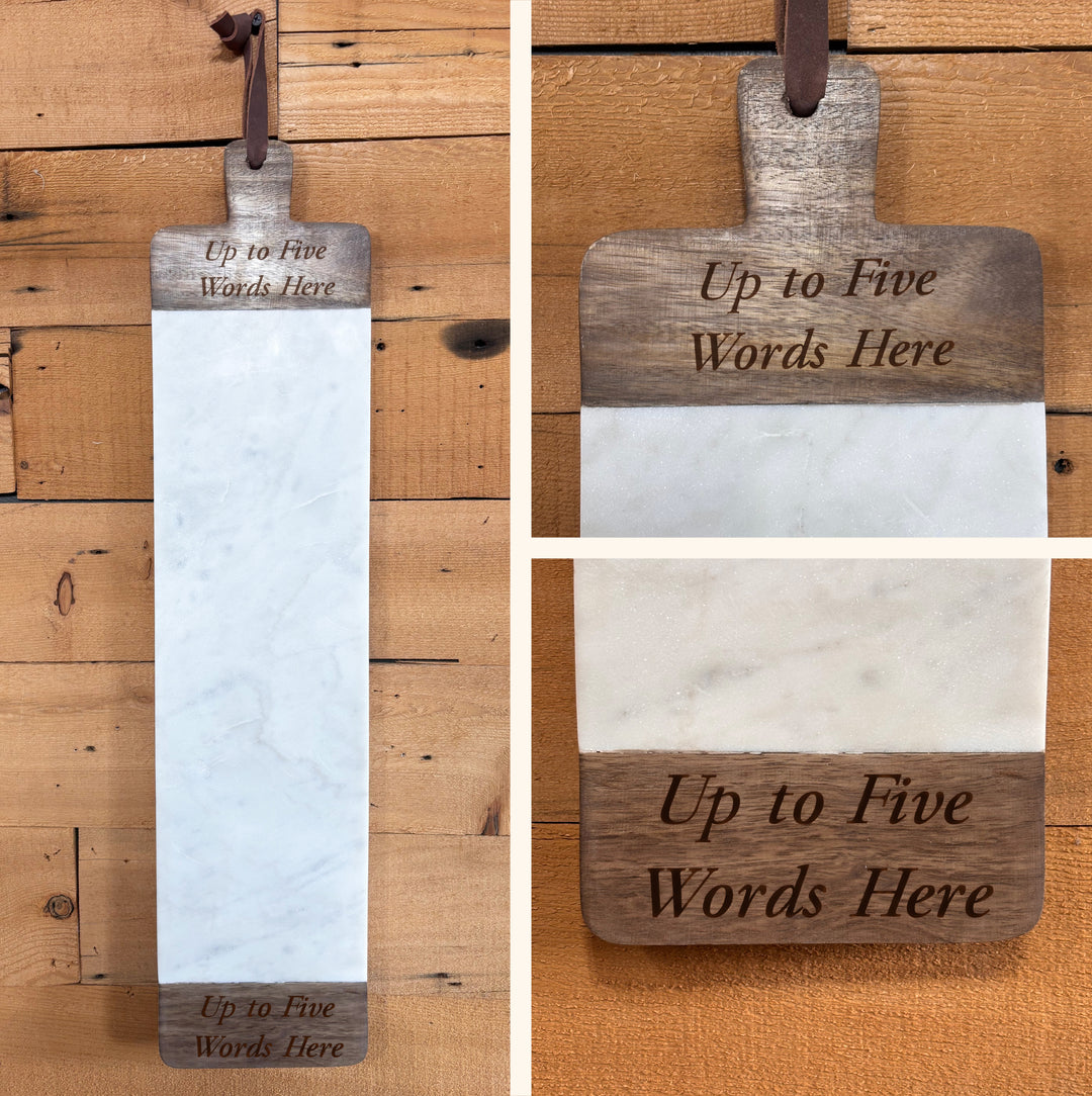 Horse Shoes | Personalized Mango Wood & Marble Cutting Board - 47500155