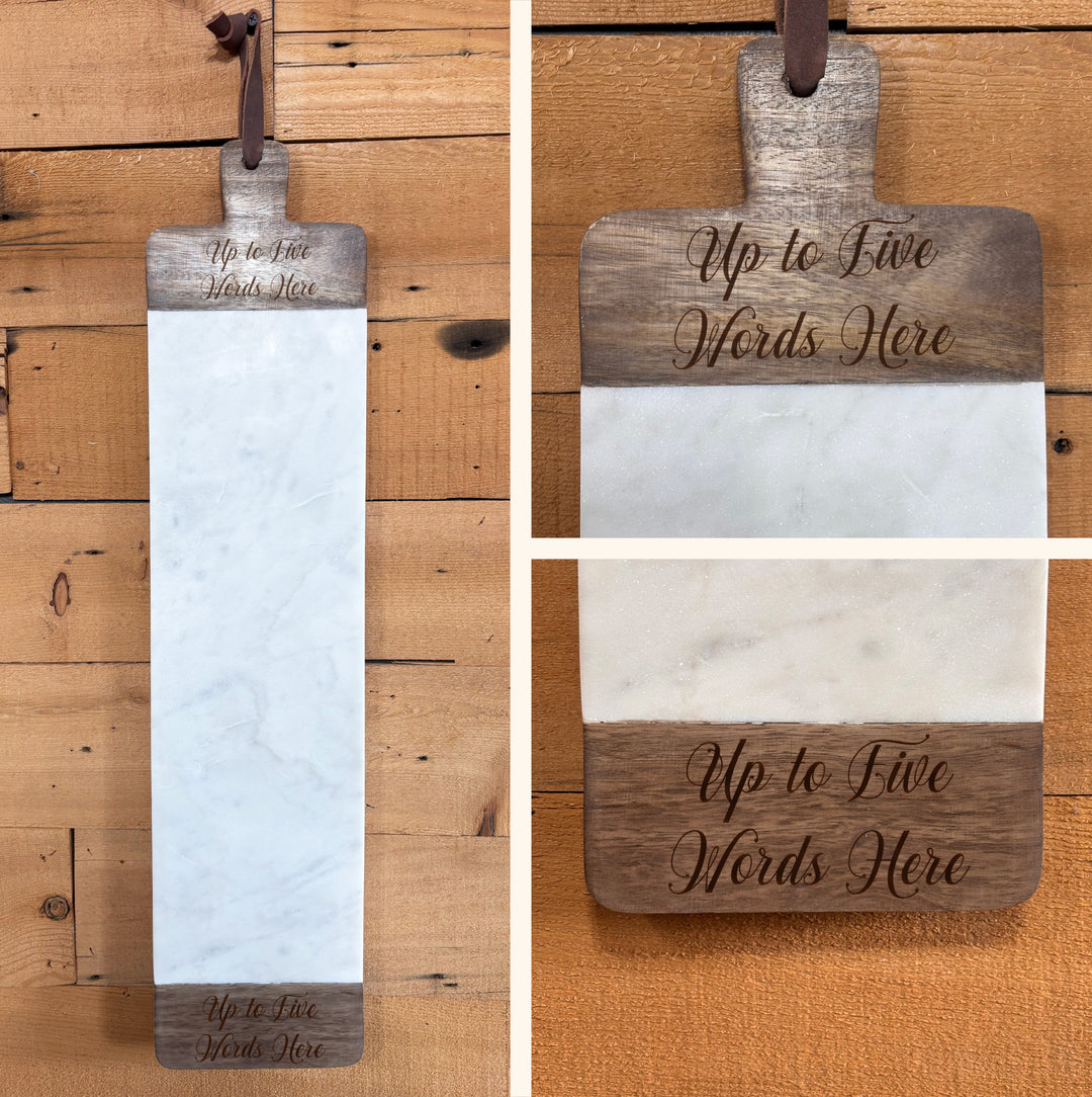 Horse Shoes | Personalized Mango Wood & Marble Cutting Board - 47500155
