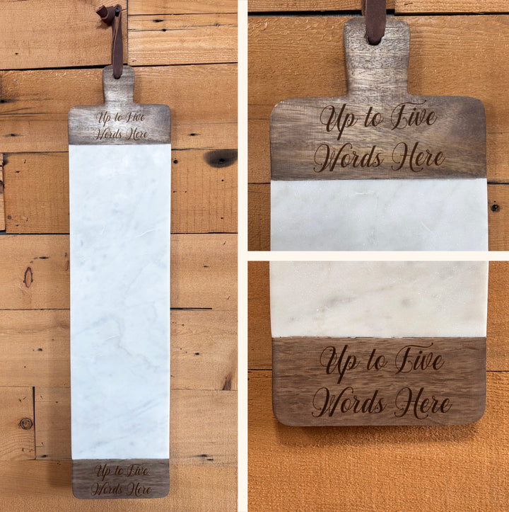 Horse Shoes | Personalized Mango Wood & Marble Cutting Board - 47500155
