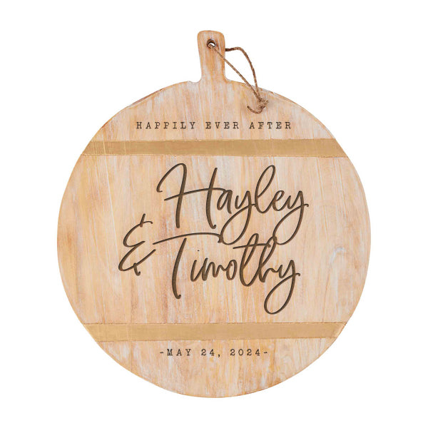 Decorative Script | Two Names & Special Date Personalized Wood Cutting Board  - 47500246C **Warwick Pick-Up Only**