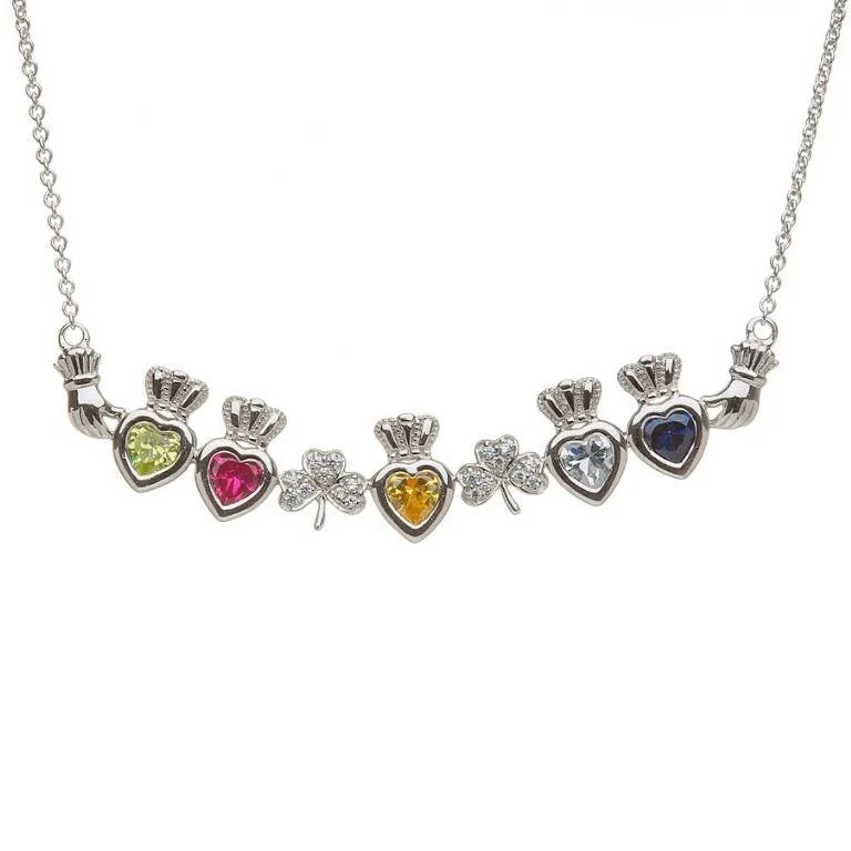 5 Stone Shamrock Mother's Pendant | Celtic Birthstone Pendant - MP5S