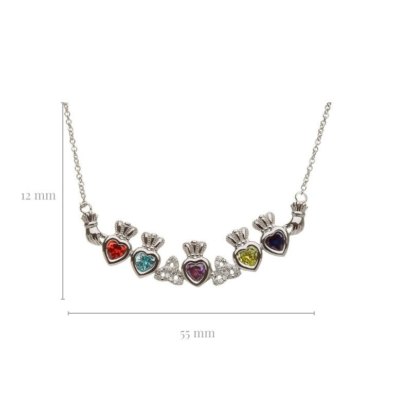 5 Stone Trinity Mother's Pendant | Celtic Birthstone Pendant - MP5T