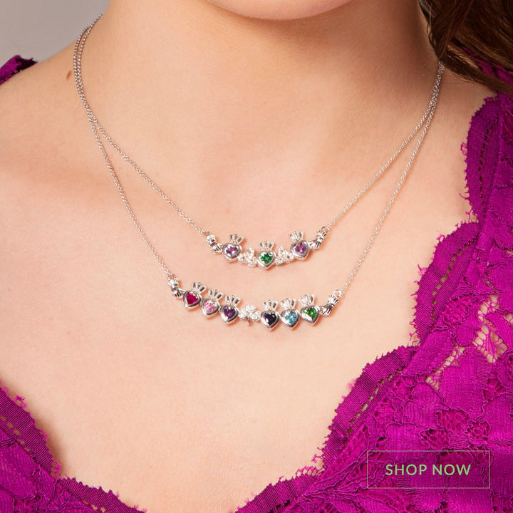 5 Stone Trinity Mother's Pendant | Celtic Birthstone Pendant - MP5T