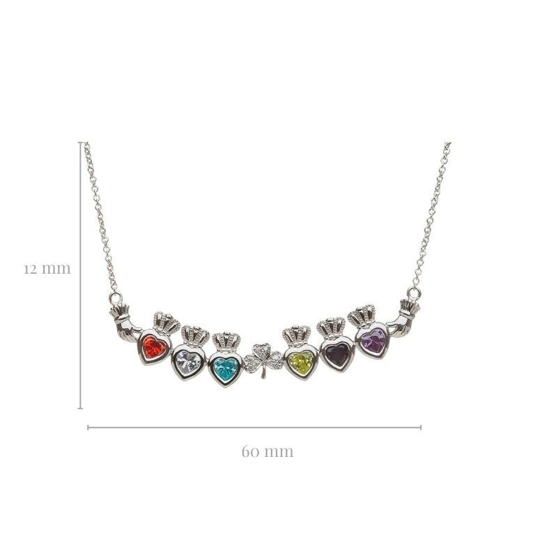 6 Stone Shamrock Mother's Pendant | Celtic Birthstone Pendant - MP6S