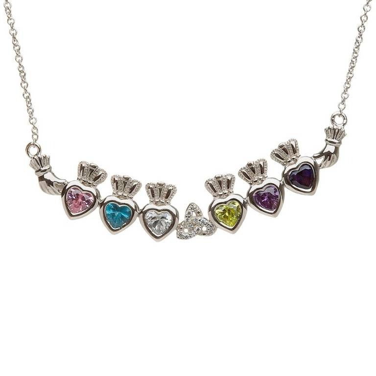 6 Stone Trinity Mother's Pendant | Celtic Birthstone Pendant - MP6T