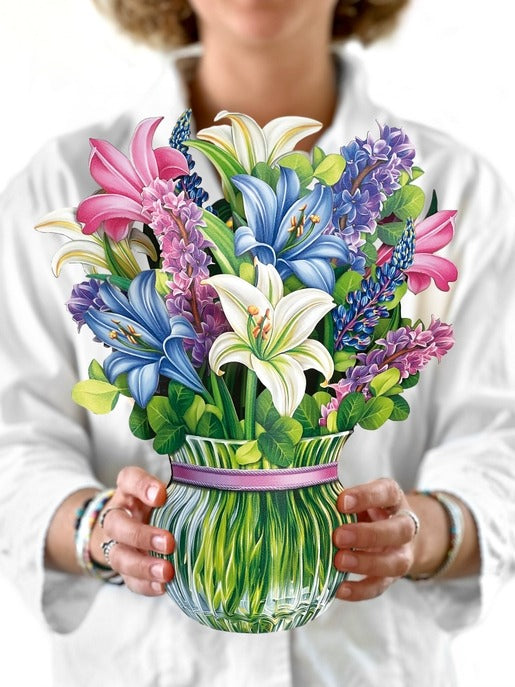 Lilies & Lupines | Fresh Cut Paper Pop Up Bouquet & Card - 3731
