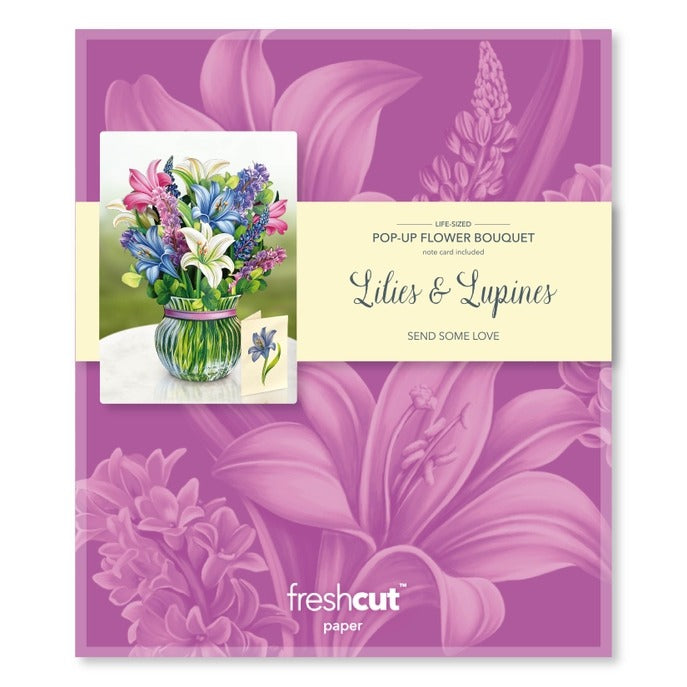 Lilies & Lupines | Fresh Cut Paper Pop Up Bouquet & Card - 3731