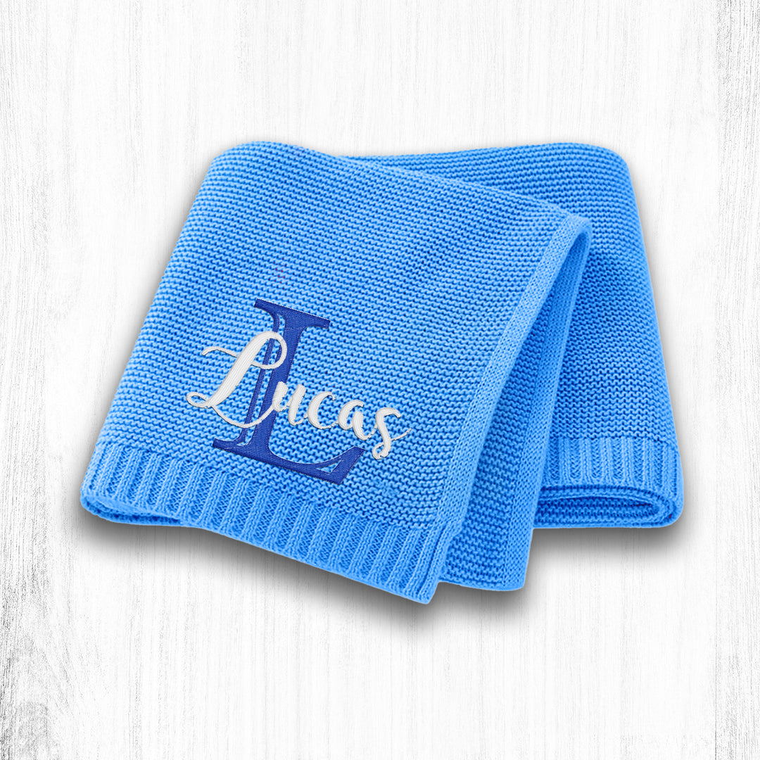 Personalized Embroidered Cotton Knit Baby Blanket
