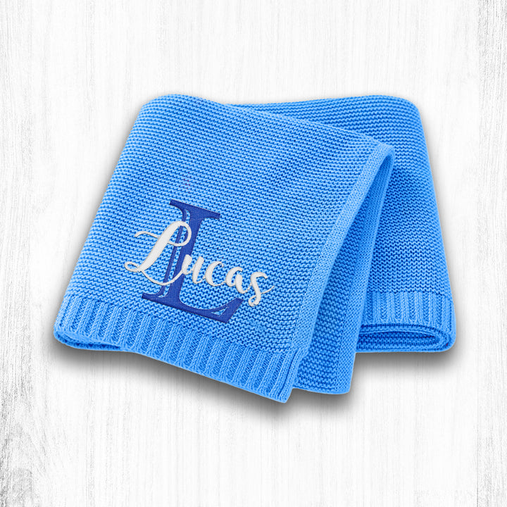 Personalized Embroidered Cotton Knit Baby Blanket
