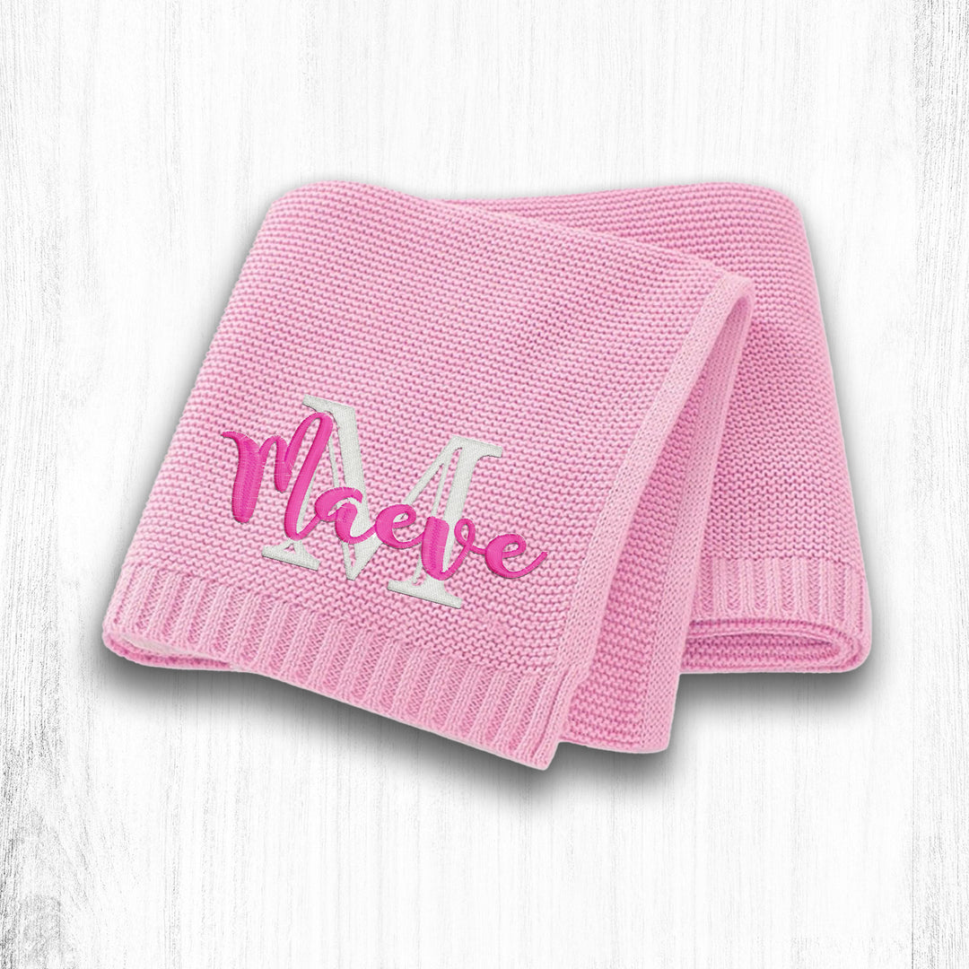 Personalized Embroidered Cotton Knit Baby Blanket