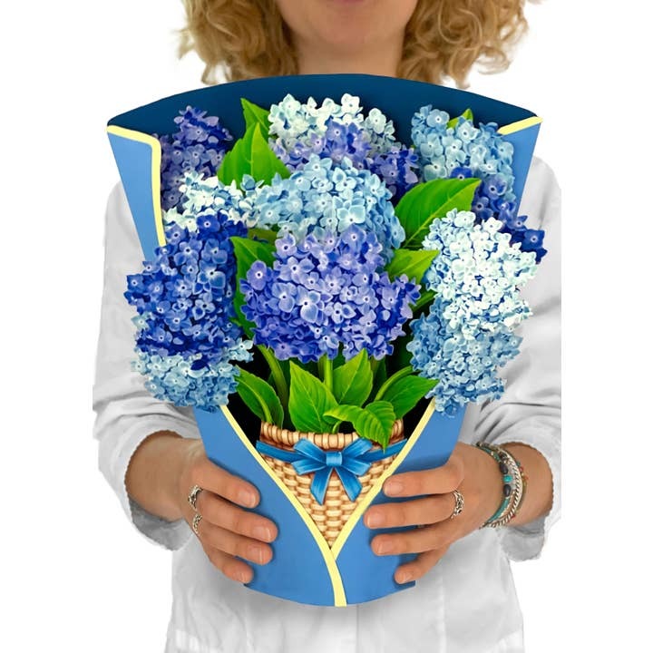Nantucket Hydrangeas | Fresh Cut Paper Pop Up Bouquet & Card - 3719