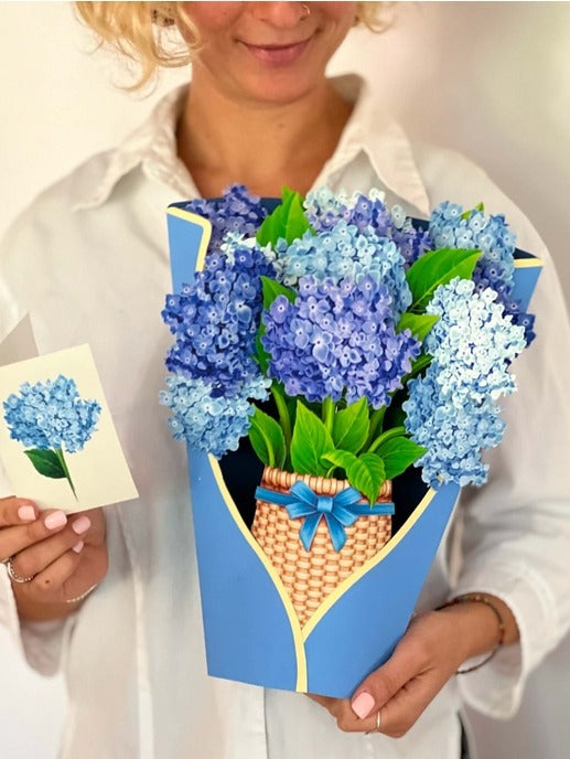 Nantucket Hydrangeas | Fresh Cut Paper Pop Up Bouquet & Card - 3719