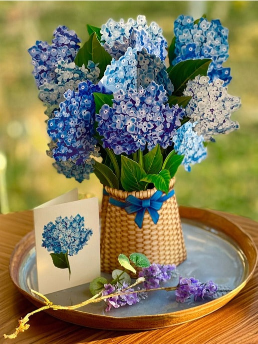 Nantucket Hydrangeas | Fresh Cut Paper Pop Up Bouquet & Card - 3719
