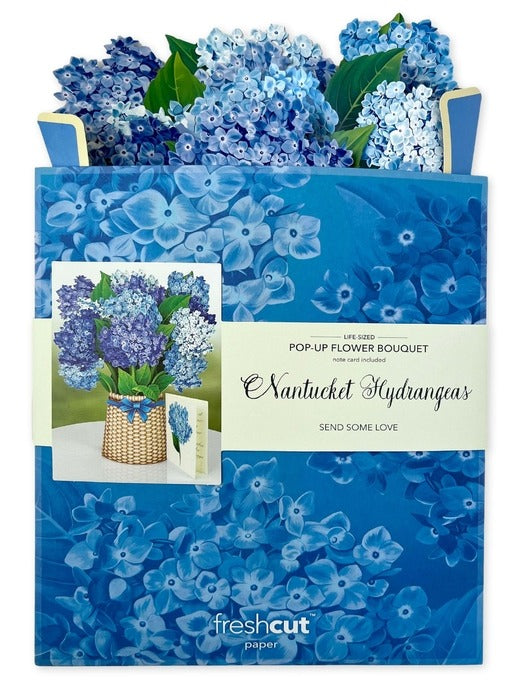 Nantucket Hydrangeas | Fresh Cut Paper Pop Up Bouquet & Card - 3719