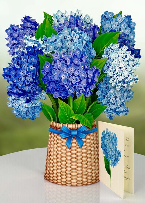 Nantucket Hydrangeas | Fresh Cut Paper Pop Up Bouquet & Card - 3719