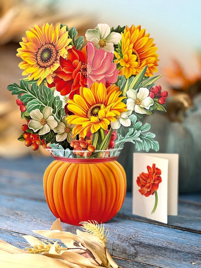 Pumpkin Harvest | Fresh Cut Paper Pop Up Bouquet & Card - 3717