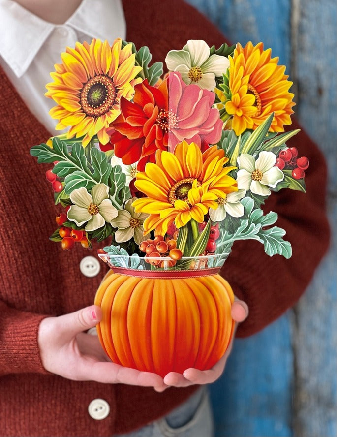 Pumpkin Harvest | Fresh Cut Paper Pop Up Bouquet & Card - 3717