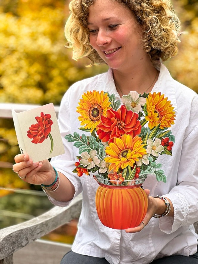 Pumpkin Harvest | Fresh Cut Paper Pop Up Bouquet & Card - 3717