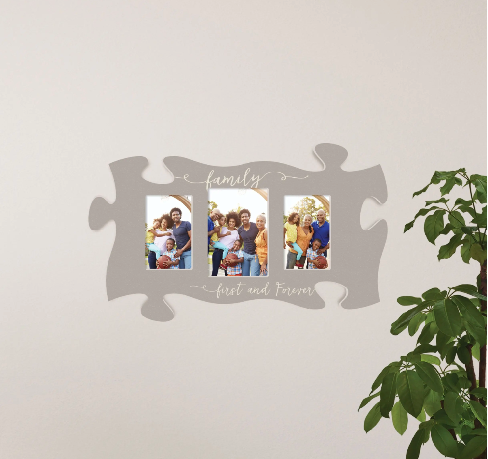 Puzzle Piece Sign Family First and Forever Wall Decor
