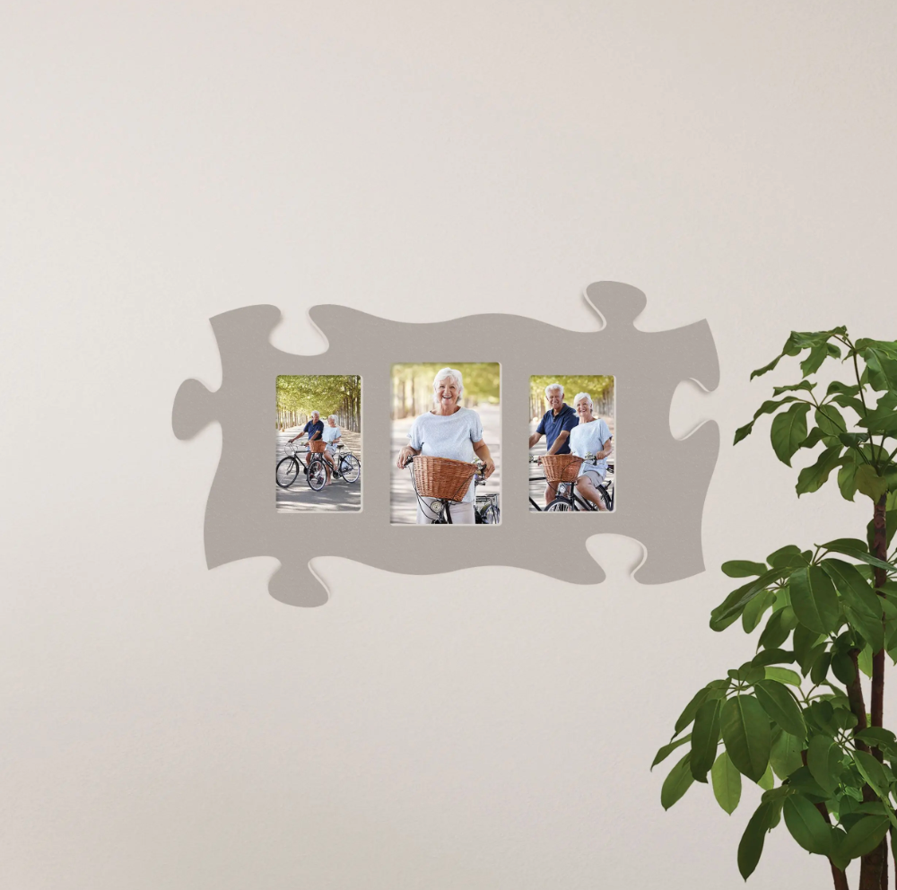 Puzzle Piece 4x6 Picture Collage Grey