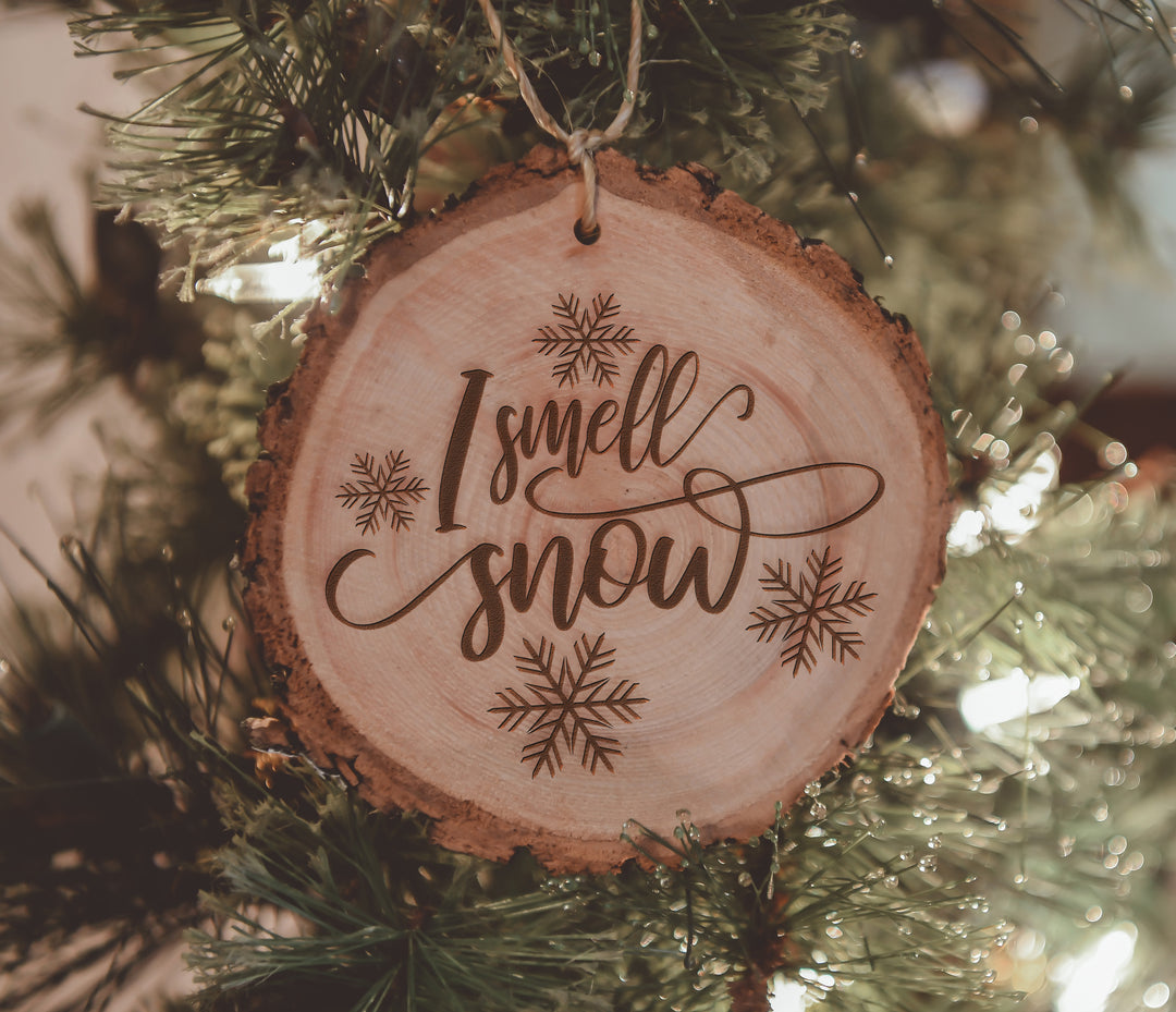 I Smell Snow Engraved Wood Ornament