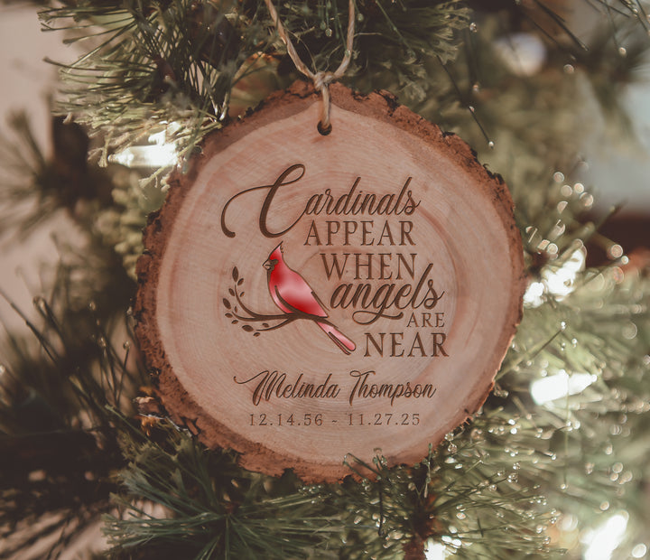 Personalized Cardinals Appear When Angels Are Near Engraved Foil Wood Ornament