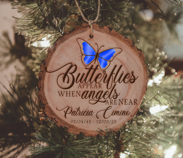 Personalized Butterflies Appear When Angels Are Near Engraved Foil Wood Ornament