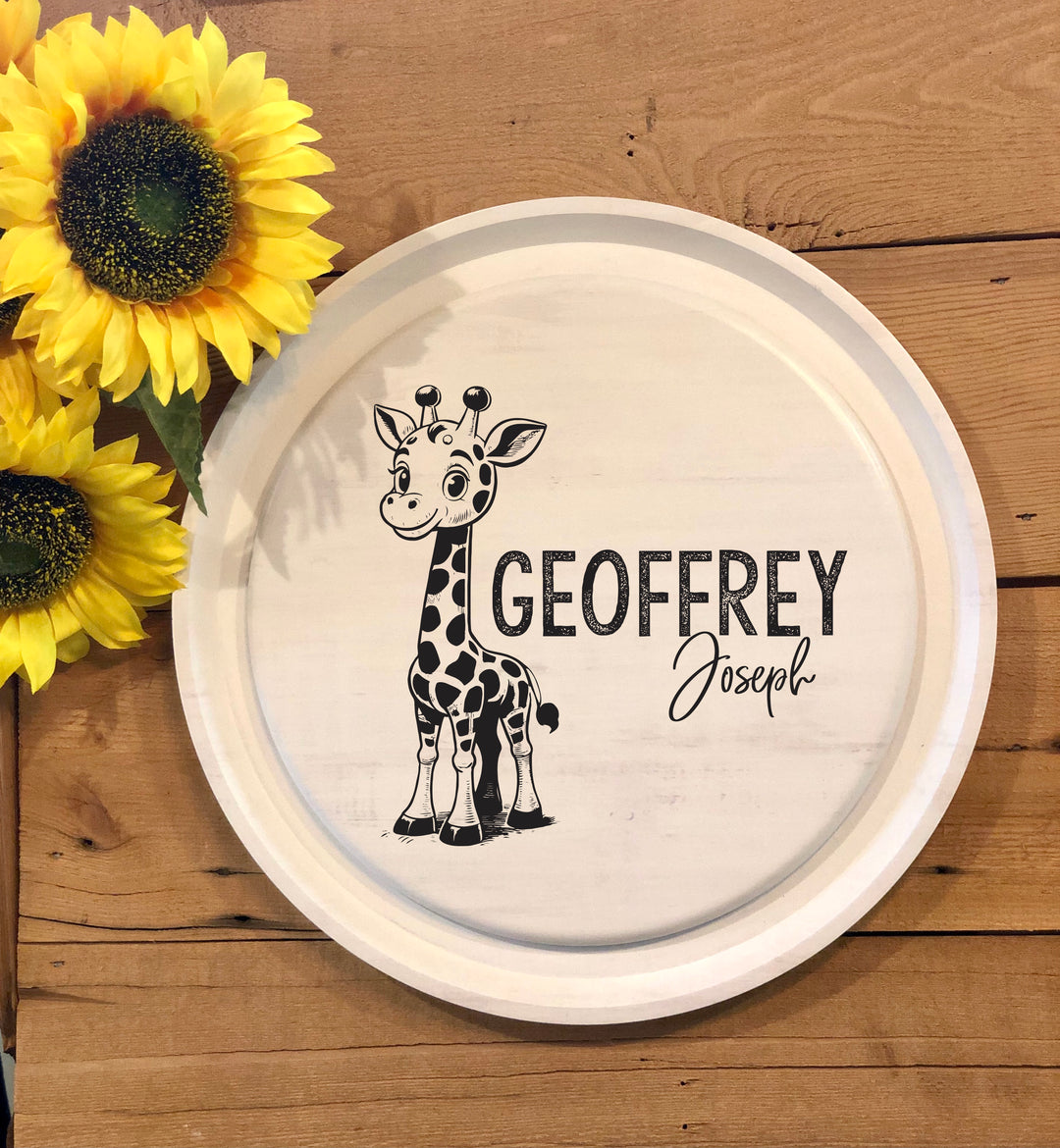 Little Giraffe Nursery Plaque | Personalized White Wooden Plaque - ZCTP0007