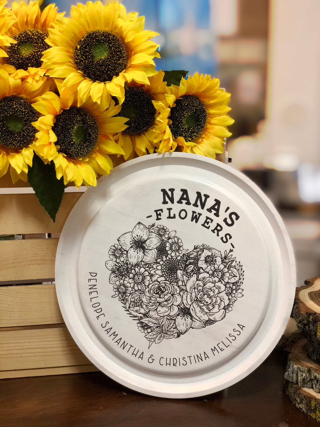 Nana's Flowers | Personalized White Wooden Plaque - ZCTP0007