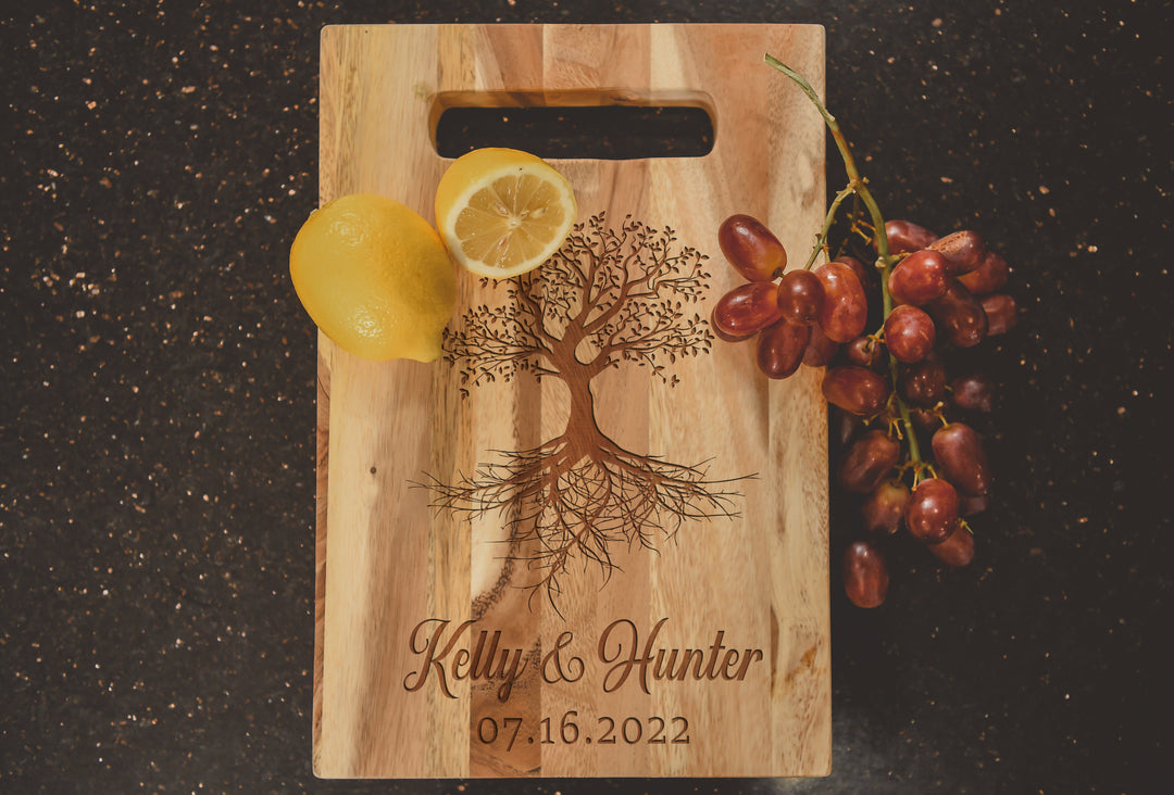 Growing Roots | Family Name Personalized Acacia Cutting Board  - ZNHC0065
