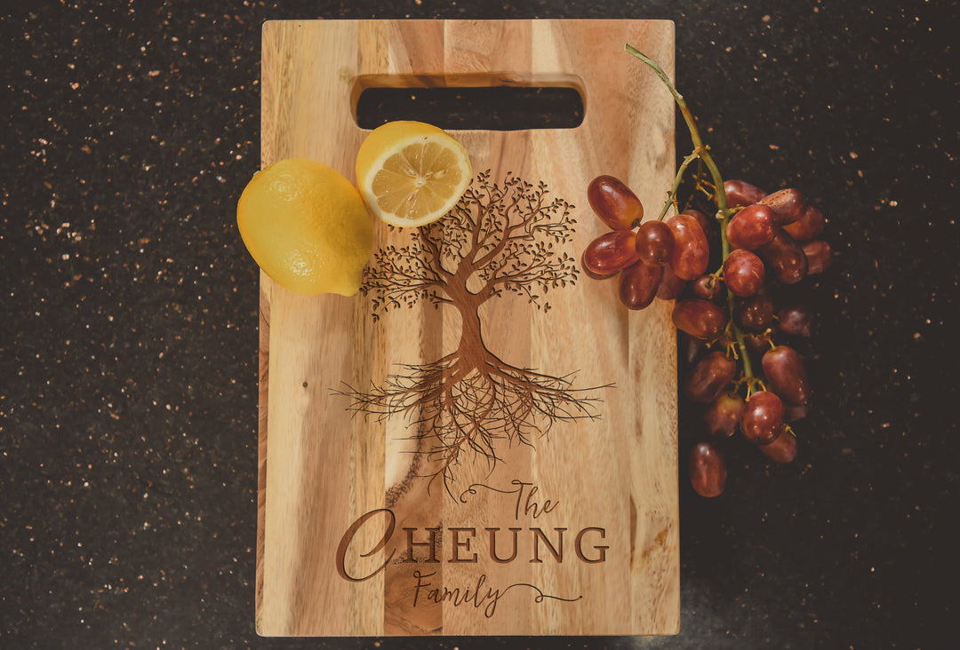 Growing Roots | Family Name Personalized Acacia Cutting Board  - ZNHC0065