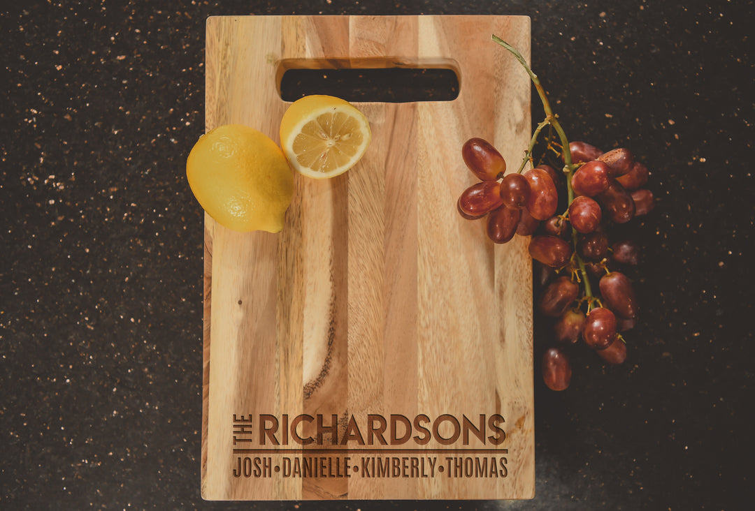 Modern Stamped Print | Personalized Acacia Cutting Board  - ZNHC0065