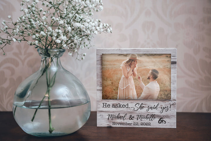He asked... She Said Yes! | Personalized Table Top Picture Frame - ZPHF0176